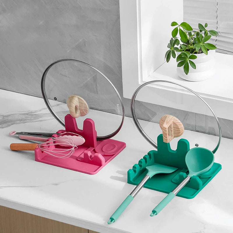 Silicone Pot Lid Rack, Kitchen Storage Rack, Pot Lid, Soup Spoon Pad