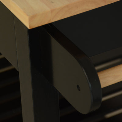 Mobile Kitchen Island with Two Lockable Wheels Rubber Wood Top