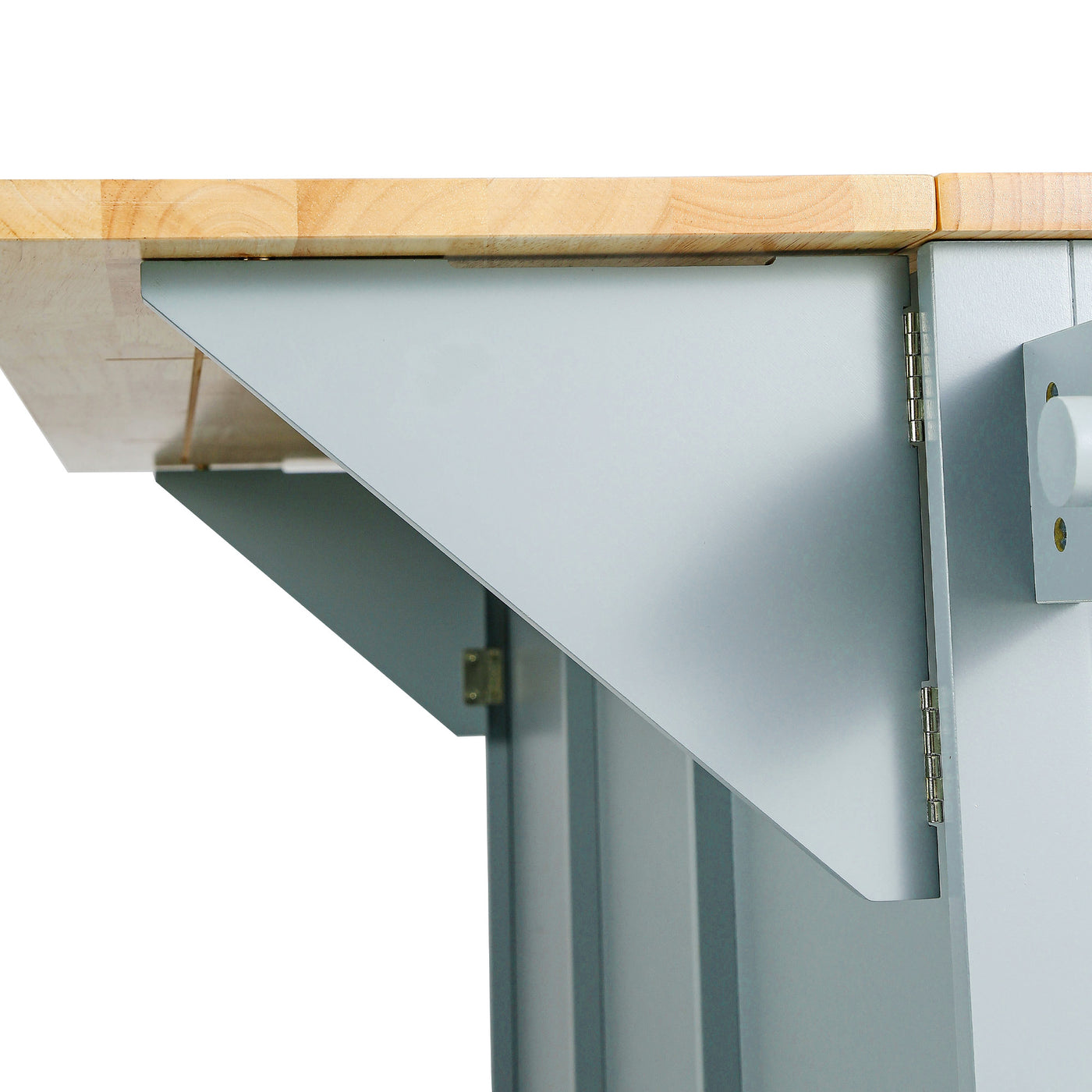 Kitchen handcart with rubber wood leaf countertop, storage cabinet, shelf