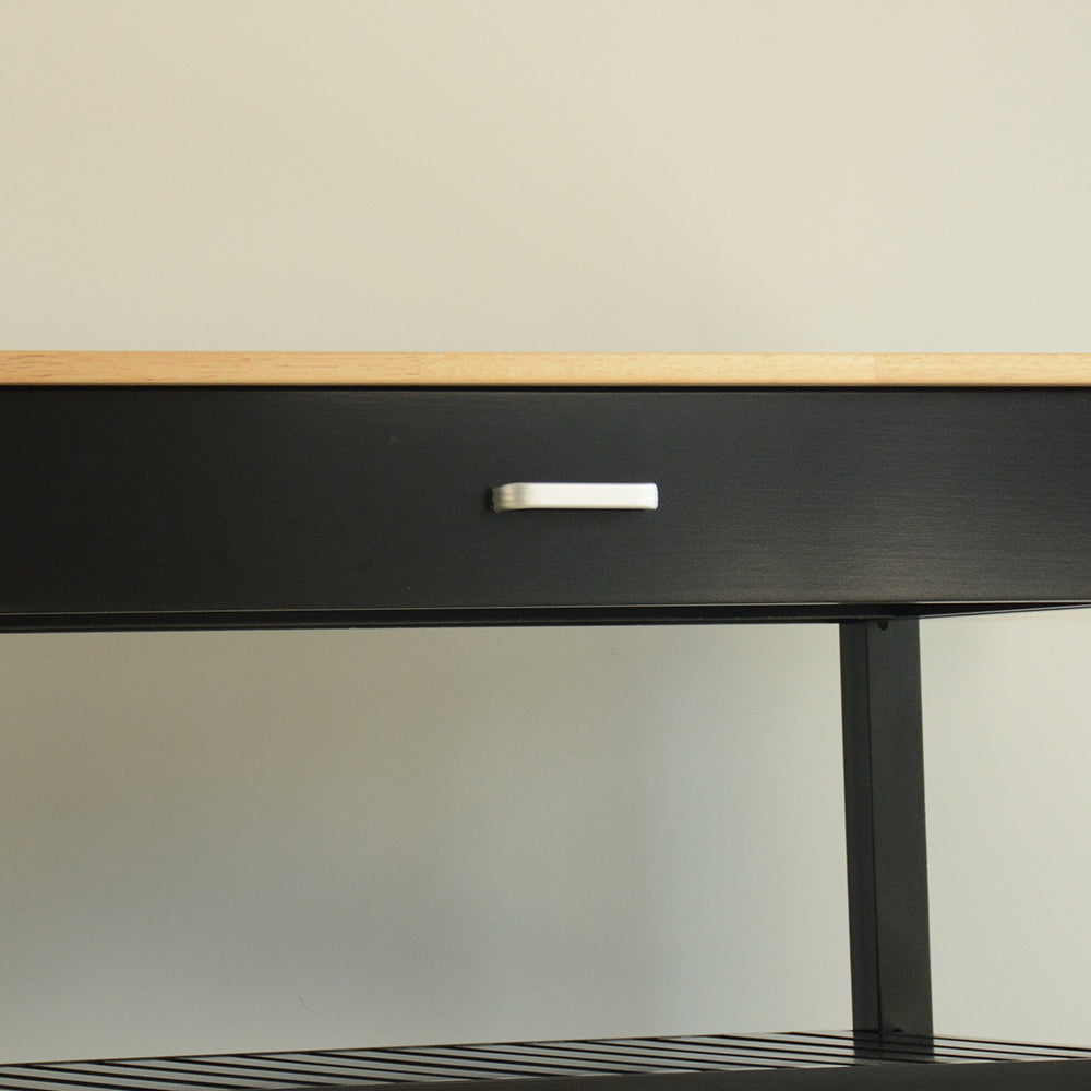 Mobile Kitchen Island with Two Lockable Wheels Rubber Wood Top