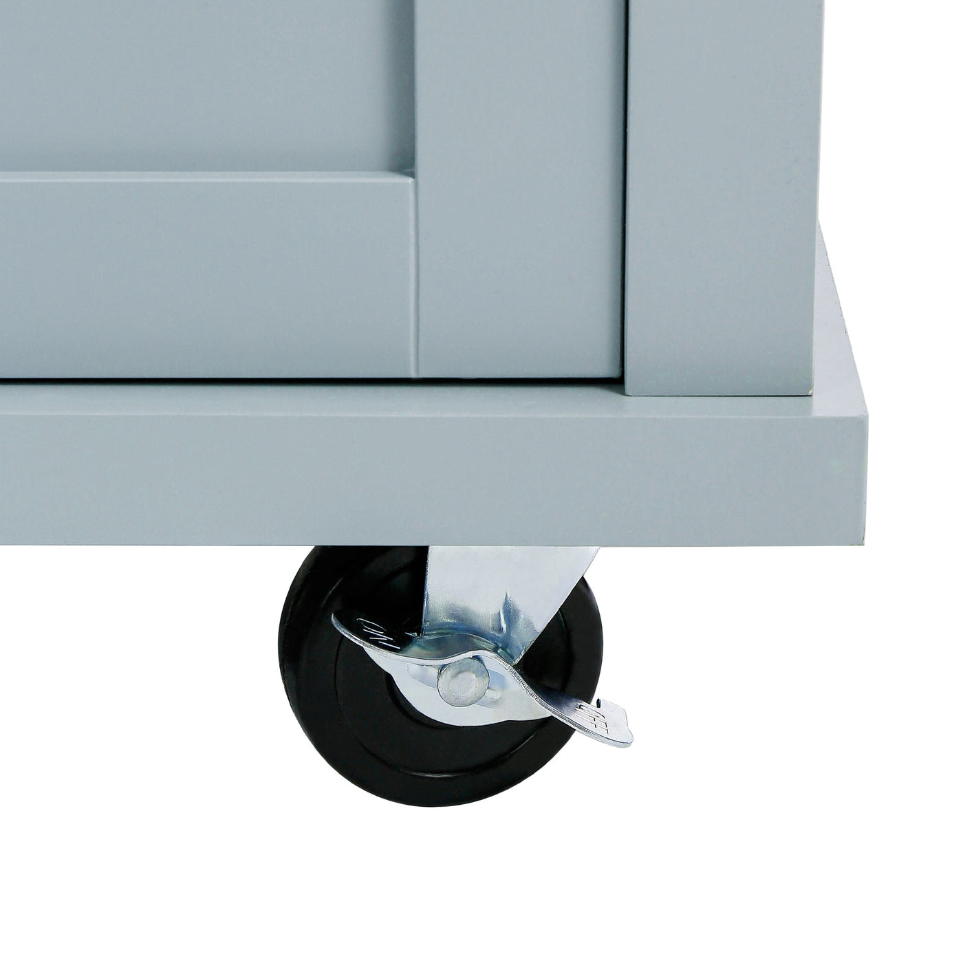 Kitchen handcart with rubber wood leaf countertop, storage cabinet, shelf