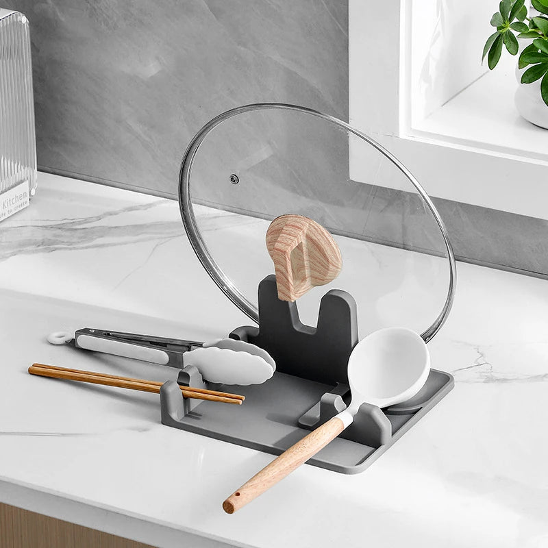 Silicone Pot Lid Rack, Kitchen Storage Rack, Pot Lid, Soup Spoon Pad