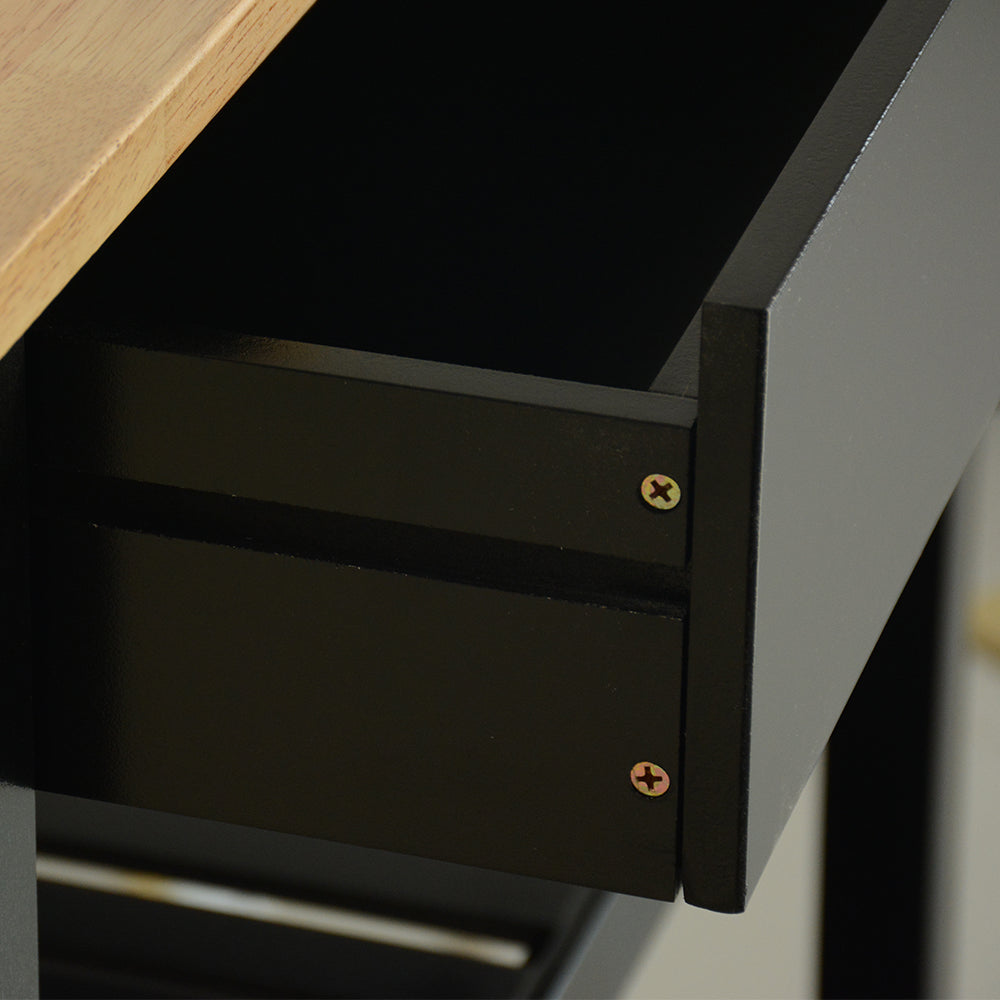 Mobile Kitchen Island with Two Lockable Wheels Rubber Wood Top